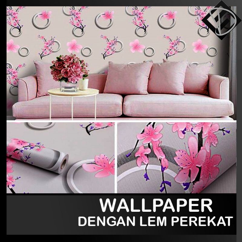 ( BELI 4 GRATIS 2 )Terlaris Wallpaper Sticker Wallpaper Dinding Ruang Tamu Motif Polos | Putih Salur Bunga | Cream | Abu Ungu Kuning Hijau Coklat Merah Pink Biru Batik Bunga Kembang Batu Bata 3D Kotak Segitiga Minimalis Garis Emas Tua Muda Murah-Bunga Anggrek