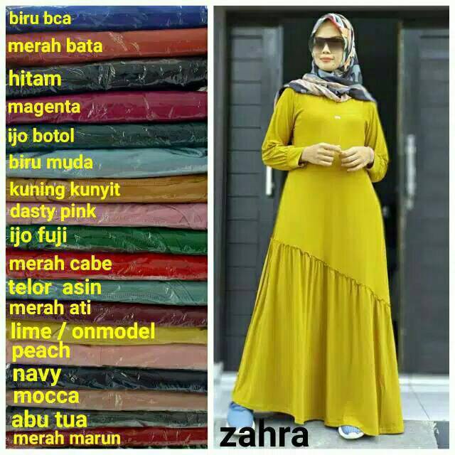 Gamis Jersey Rempel Miring Banyak Pilihan Warna