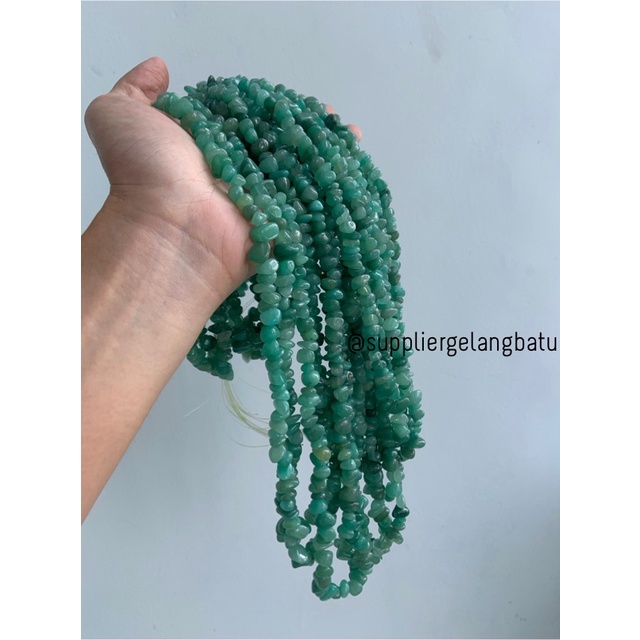 kerikil Batu mix giok hijau muda 2cm bahan gelang kalung green pecah