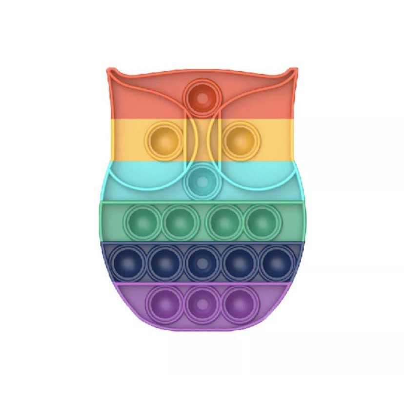 Pop Its Pop It Fidget Toy Toys Push Bubble Mainan Anak Rainbow - Owl