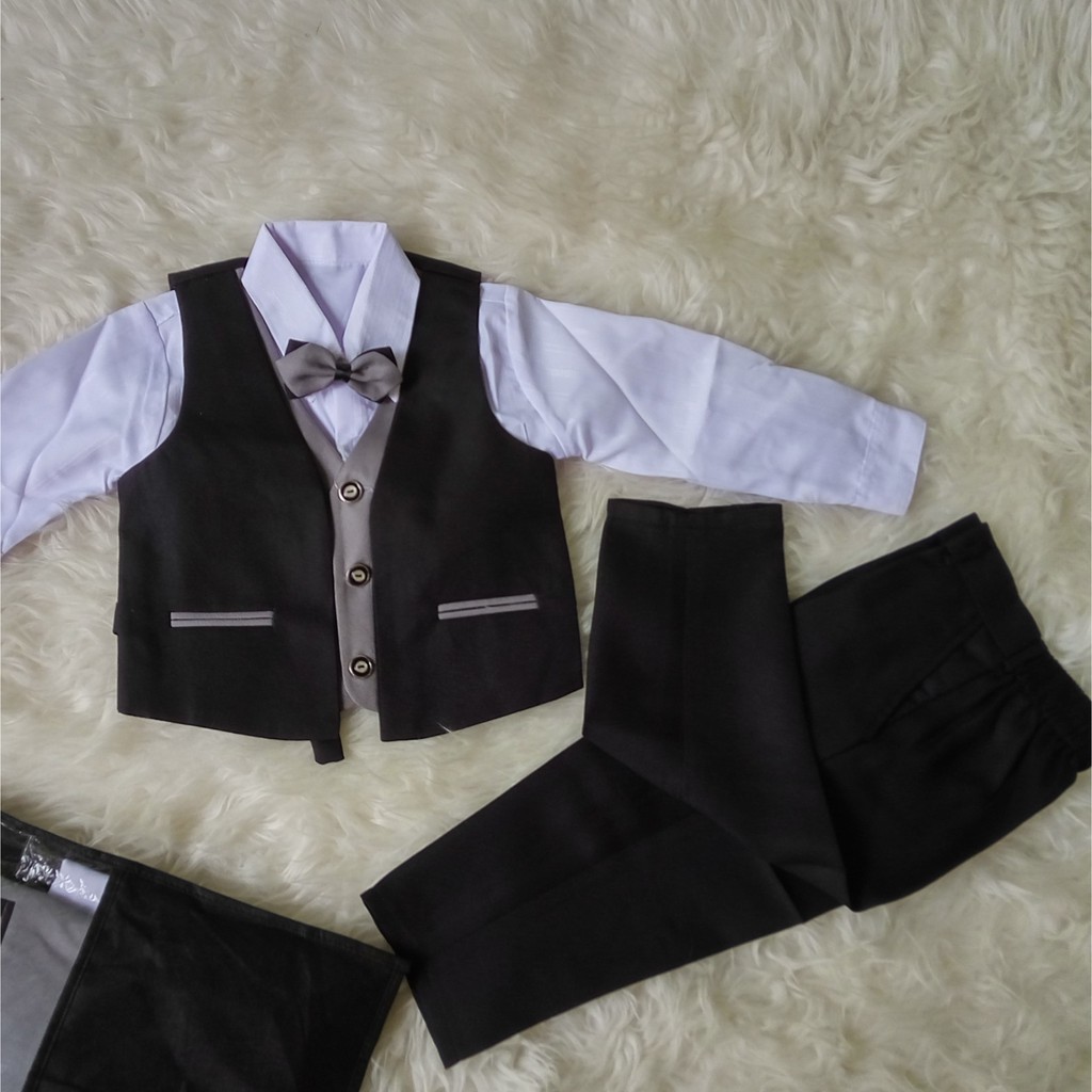 Setelan Bayi Laki Vest PREMIUM Usia 3 - 6 Bulan Vest HITAM PREMIUM - Setelan Pesta Bayi Cowok Vest Keren Set Lengkap Pesta Anak