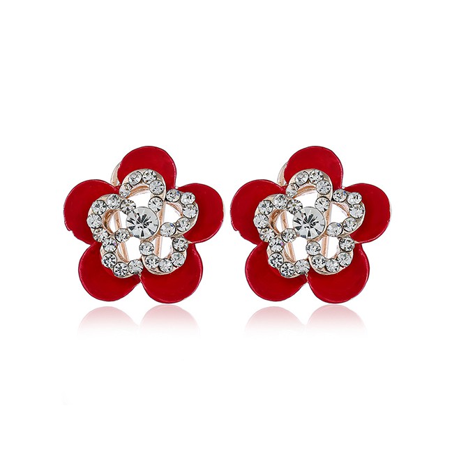 LRC Anting Tusuk Fashion Openwork Alloy Flower Stud Earrings F6719X