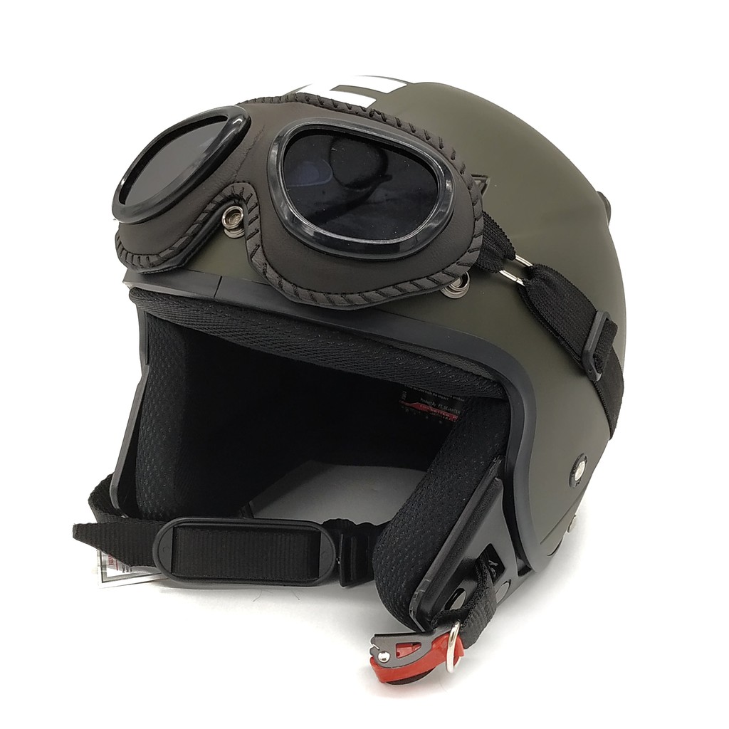 Helm JPN MOMO Retro Army Doff + Goggle One (Bogo / Vespa / Classic / Klasik)