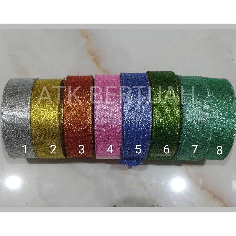 

GLITTER METALLIC RIBBON GOLD SILVER PITA METALIK KILAP KILAU