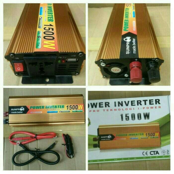 Jual Power Inverter SUNPRO 1500 W - DC 12V Ke AC 220V - Aki Mobil Motor ...