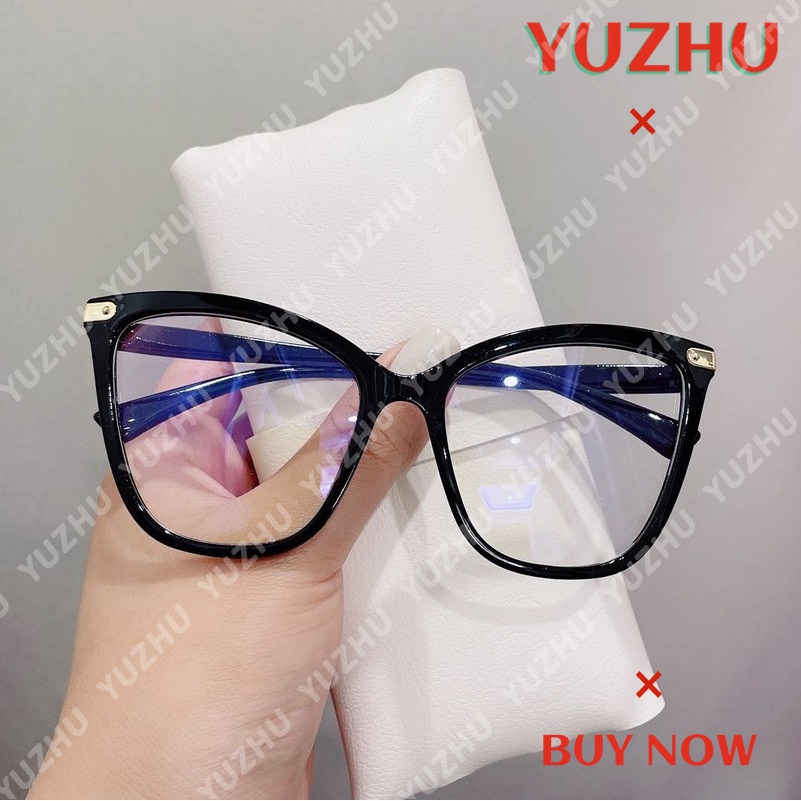 Kacamata Cat Eye Oversized Anti Blue Light Gaya Retro Untuk Wanita