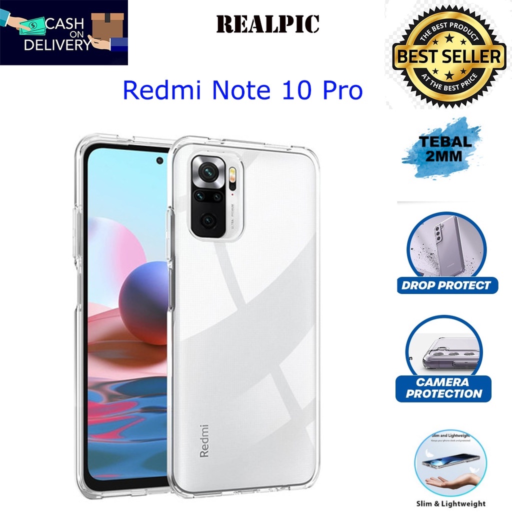 Case Xiaomi Redmi Note 10 Pro Casing Clear HD KETEBALAN 2MM BENING TRANSPARAN TPU Premium Softcase