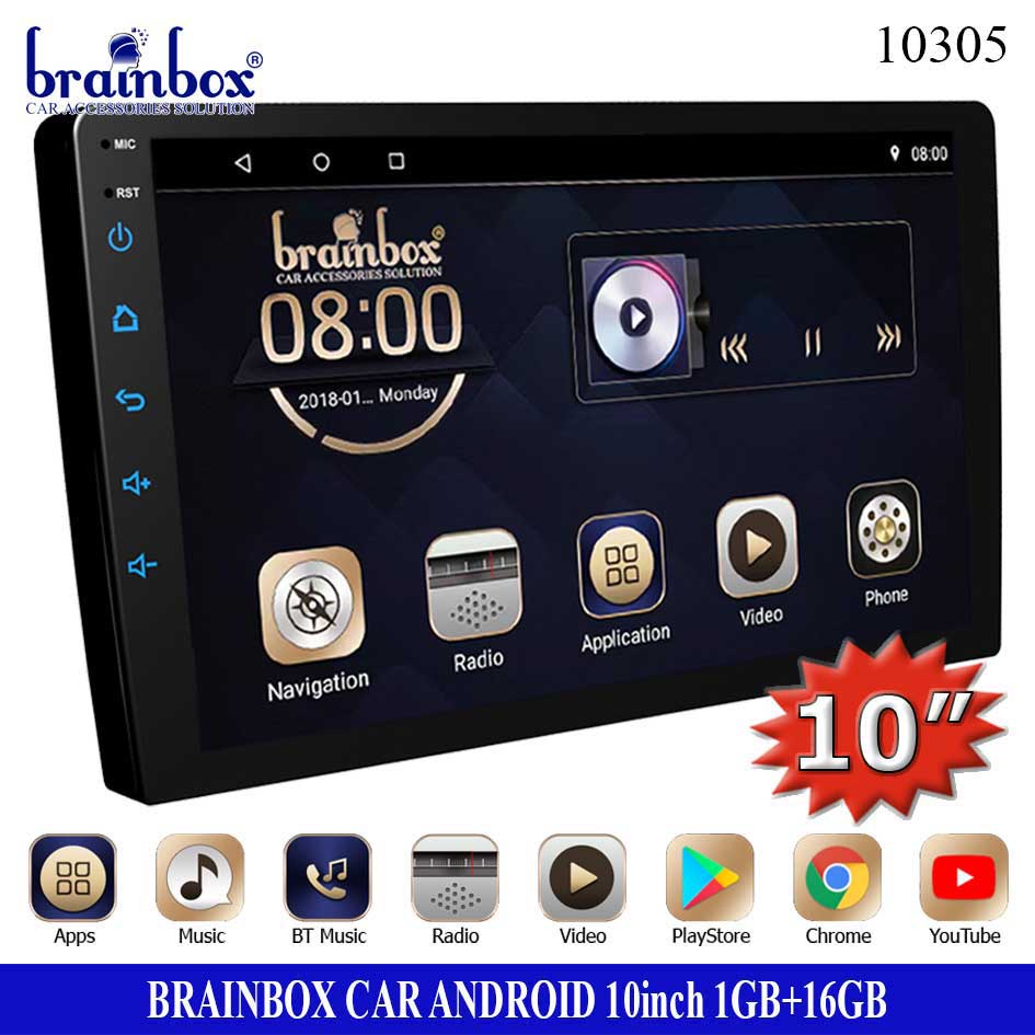 Brainbox TV Android 10 Inch 1GB + 16GB Head Unit Mobil 2 Din Double Din Headunit Tape Mobil MP5 Play