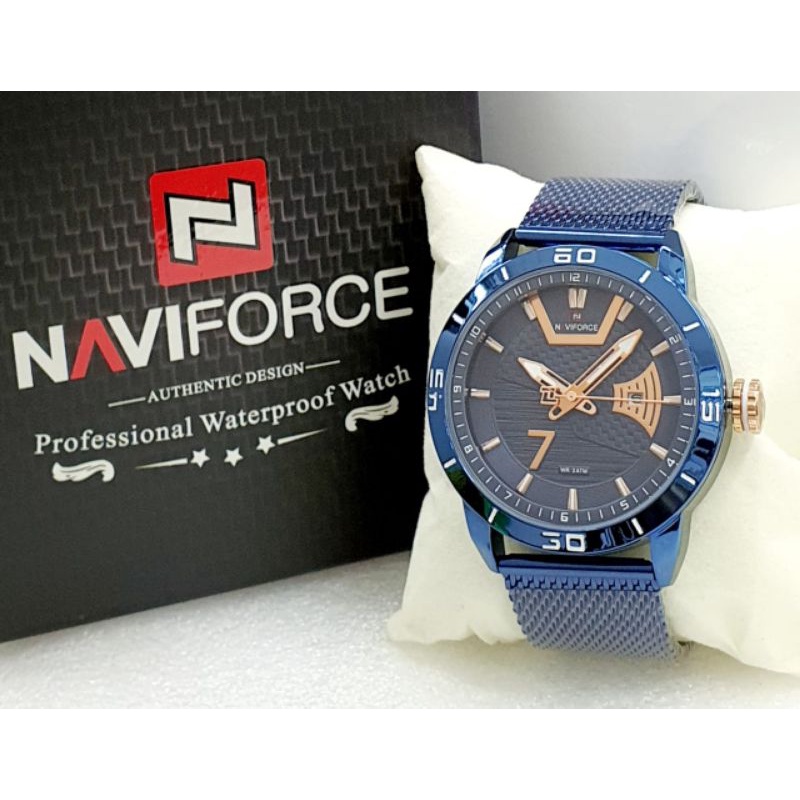 [ORIGINAL] 4 Warna Jam Tangan Pria Naviforce NF9155 Tanggal Aktif Rantai Pasir