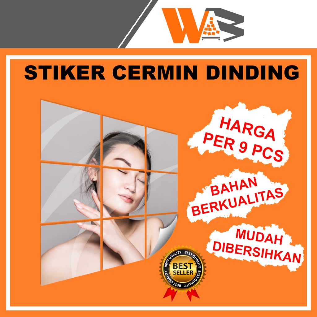 COD Stiker Cermin Dinding Tempel Wallpaper Cermin Kaca Tempel Dinding Persegi C59