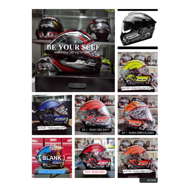 NJS ZX1 HELM FULL FACE NJS ZX1 NJS TERBARU NJS ZX1 RUSH NJS ZX1 SPECTRE NJS ZX1 TRICOLOR NJS ZX 1