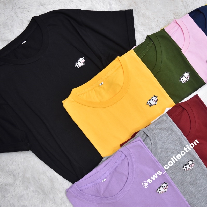 Kaos wanita sapi patch bordir