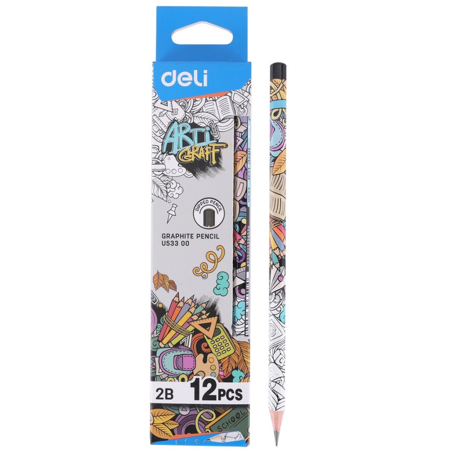 PENSIL KAYU 2B ART GRAFF GRAPHITE MOTIF UNIK PENCIL - Deli EU53300