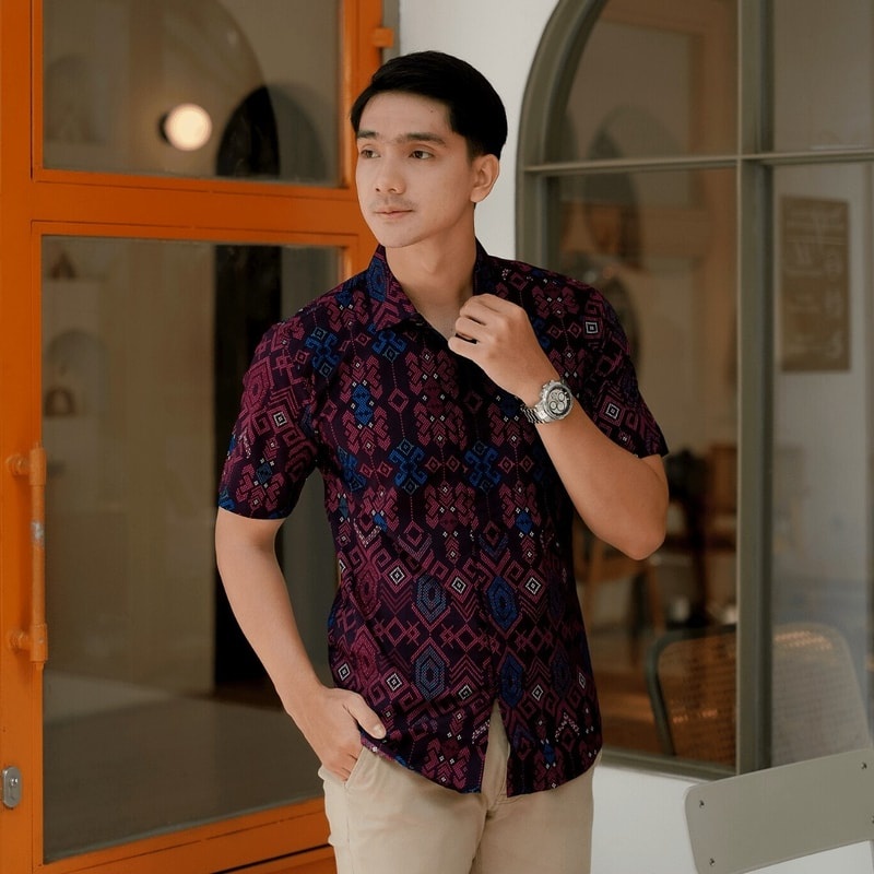 KEMEJA BATIK PENDEK SONGKET M L-3XL MURAH