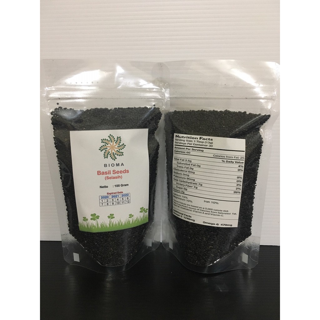 

Biji Selasih Hitam / Basil Seeds Import Kualitas Premium Untuk Campuran Jus, Es Buah, Minuman dan Membantu Meredakan Panas Dalam Kemasan Standing Pouch & Ziplock berat 100 gr