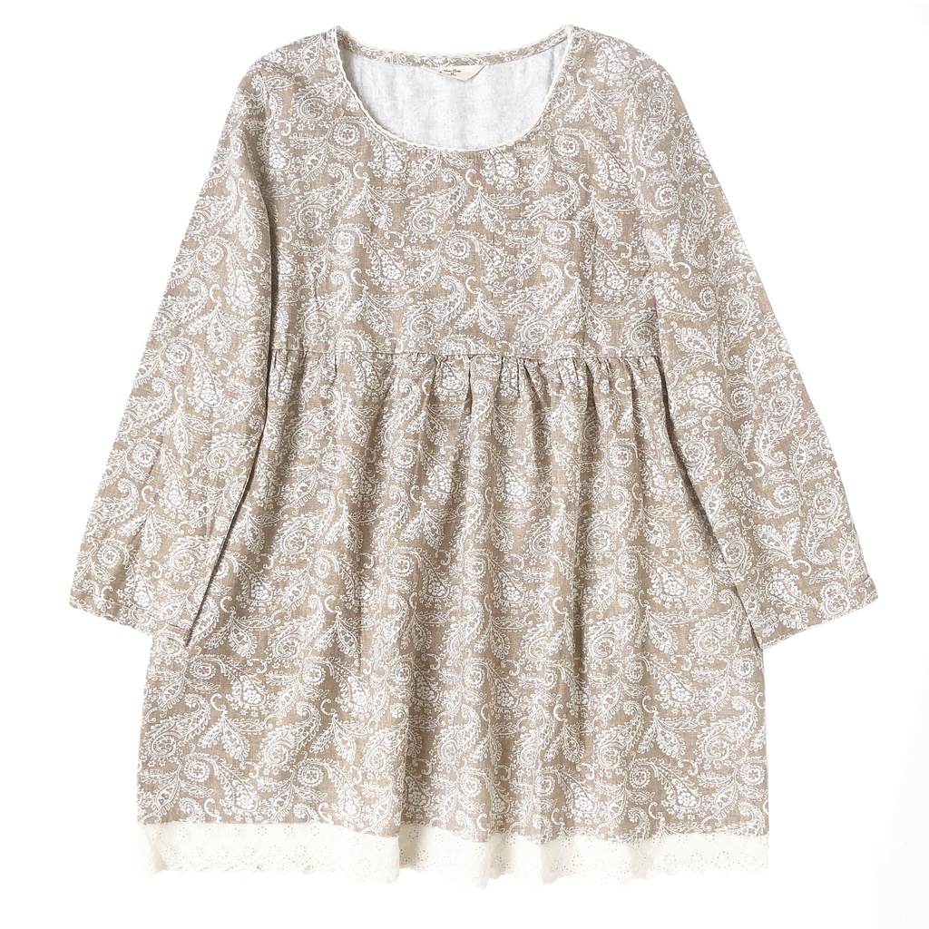 BLUS LINEN PREMIUM KREM BUNGA PUTIH PAISLEY BABYDOLL KOREA IMPORT