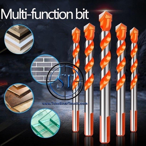 Mata Bor Tungsten Isi 5 Segitiga Triangular 6-12mm Keramik Granit Kaca Dinding Beton Barmer Besi Alumunium Tile Diamond Drill Bits