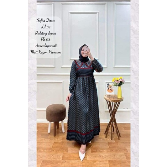 Gamis Motif Viral Rayon Premium//Safira Dress DT Premium