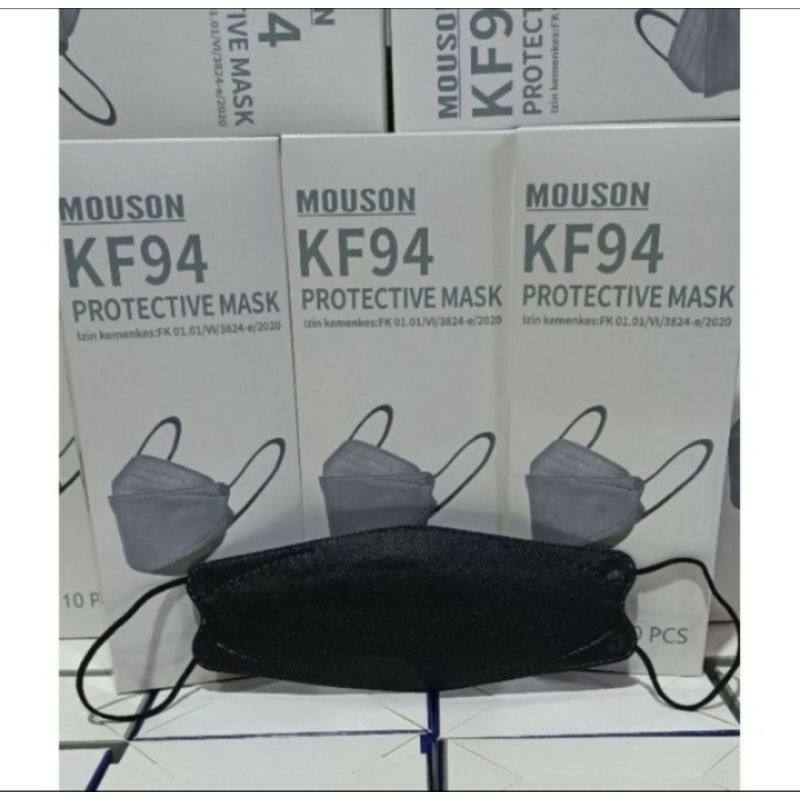 10 pcs MASKER HITAM KF94 3D 5 LAPIS IJIN RESMI BNPB