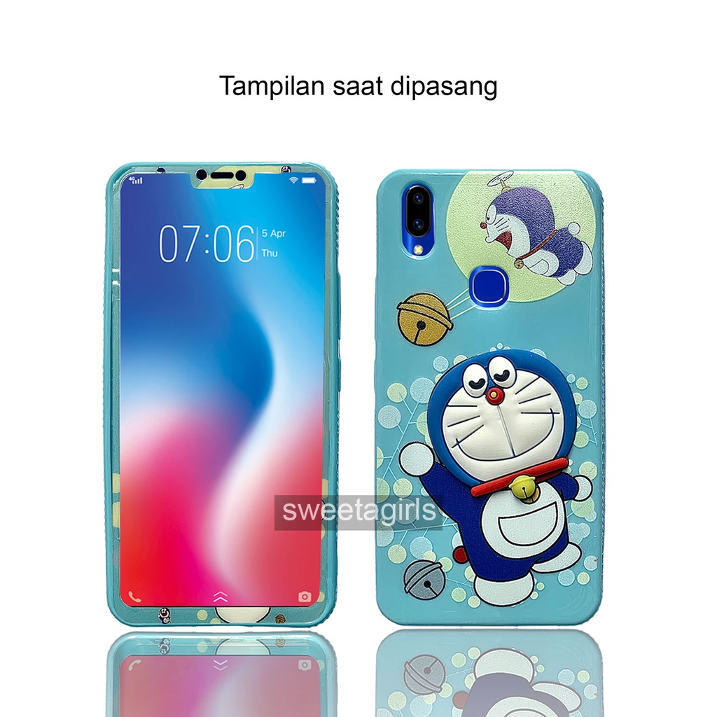 Casing Silikon Jelly Lucu dengan Antigores untuk Vivo V9  - Boneka Karakter Timbul - sweetacase.id - Softcase / COD / Casing Terbaru - Karakter Lucu - Casing Imut - Kesing Hits - Case Gemoy - Kesing - Aesthetic Stitch - Doraemon