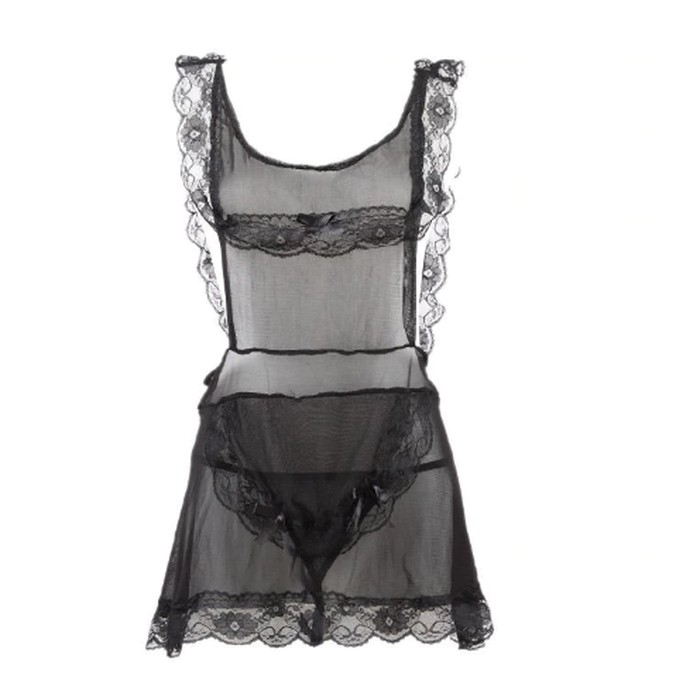 d1976 Baju Dress Haram Lingerie Sexy Wanita Lingeri Seksi Lingery All Size S M L OFL-F351-Hitam