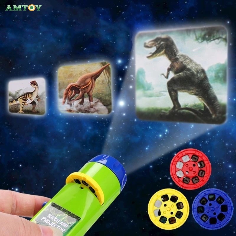 Mainan Anak Projector Flashlight Animal with 3 Film - LTC726 - Yellow