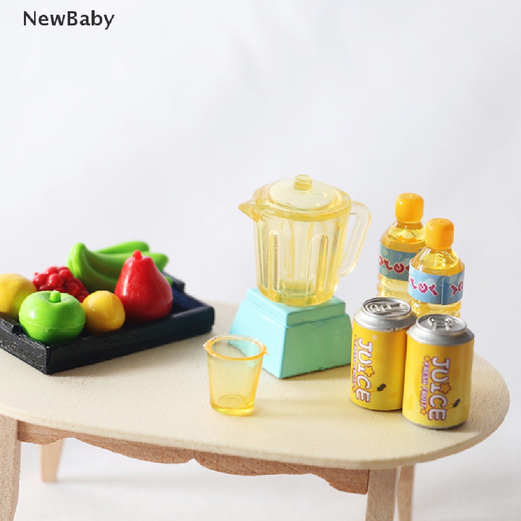 Newbaby 6Pcs / Set Mainan Miniatur Minuman Jus Skala 1: 12 Untuk Aksesoris Dapur Rumah Boneka