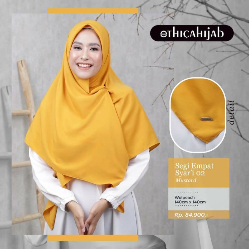 HIJAB SEGIEMPAT SYARI 140 X 140 POLOS || ETHICA