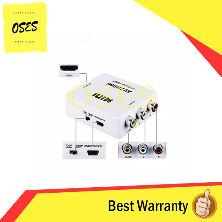 Best Warranty Converter Box AV RCA To HDMI Female With Power OSES