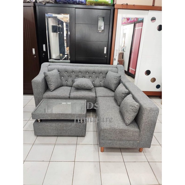 Sofa L / Sofa Ruang Tamu / Sofa Minimalis Kulit / SOFA OSCAR RUANG TAMU