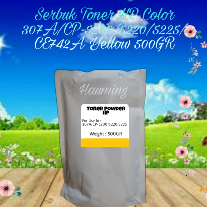 Serbuk Toner HP 307A CP5200 CP5220 CP5225 CP5225DN CP5225N CP-5200 5220 5225 CE742A Yellow 500gr