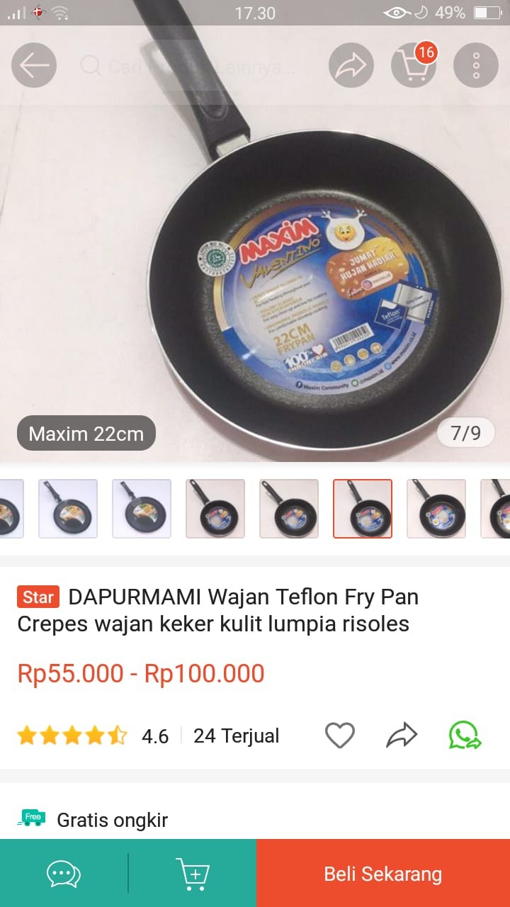 Frypan Teflon Wajan Teflon Anti Lengket Maxim Valentino 22cm Wajan Panci Penggorengan Teflon