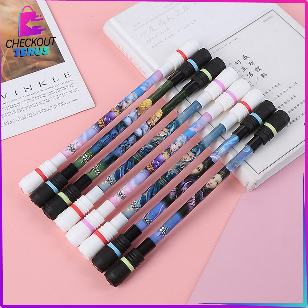 CT A38 Pena Pulpen Putar Mainan Anak Pen Spinner Balance Pulpen Putar Karakter Anti Stress Alat Tulis Pulpen Jel