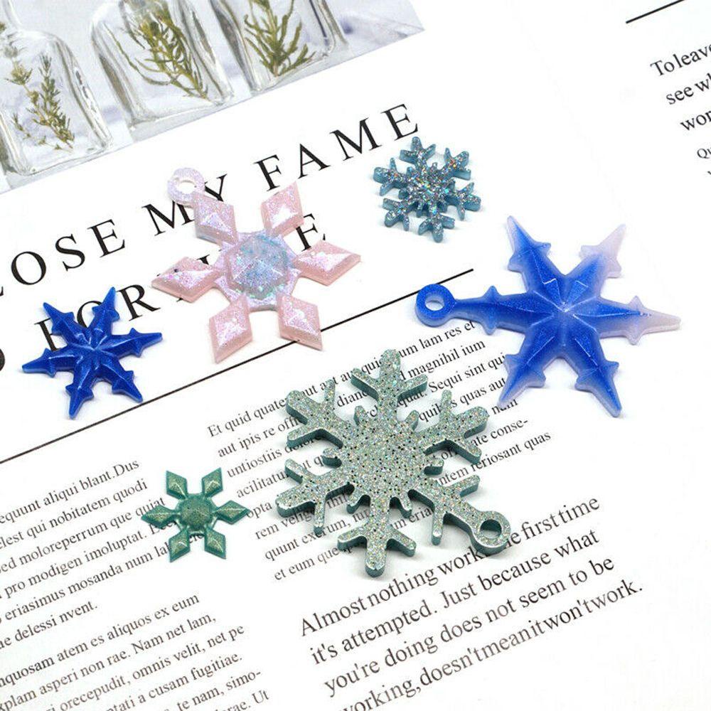 Solighter Cetakan Pengecoran Resin 3D Dropping Glue Snowflake Keychain Mold