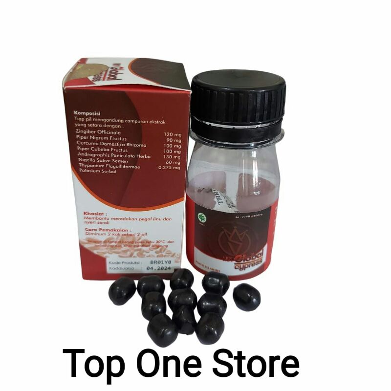 Pil Hitam NU1 Global Cypress Herbal isi 20 Pil @600mg Untuk Asam Urat PerSendian Kolestrol Stroke Ja