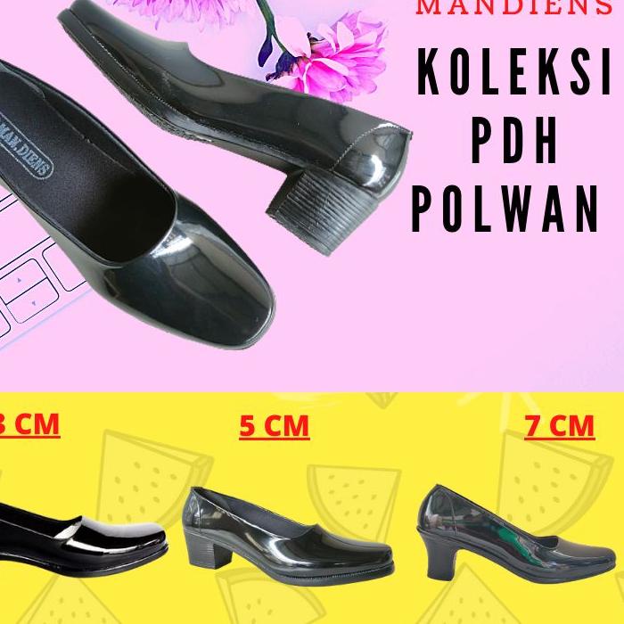 -Terbaik- Mandiens Sepatu Wanita (Hak 3,5,7 CM) PDH POLWAN Kilap Persit / Sepatu Bhayangkari Psk Psh
