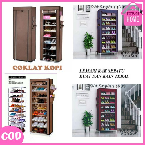 Rak Sepatu Kain Plus Cover 10 Susun 9 Rangka Tipe 1099 serbaguna rak sepatu portable minimalis