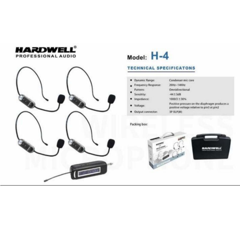 Mic wireless Hardwell H4  4 mic wireless bando Hardwell original