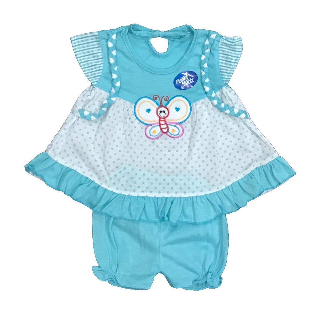 BAYIe - Setelan Baju bayi Perempuan motif KUPU PLANET KIDS usia 0 - 12 bulan / Pakaian anak Cewek