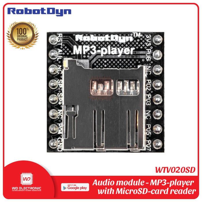 ROBOTDYN MP3 PLAYER WITH MICROSD WTV020SD LIKE DFPLAYER MINI