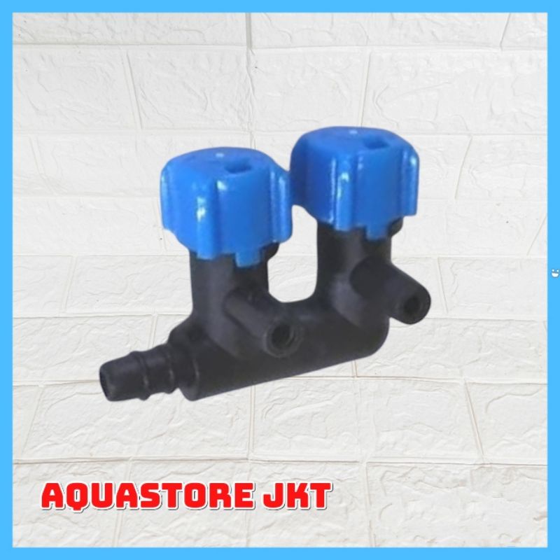 KERAN KRAN PENGATUR UDARA AERATOR 2 LUBANG AQUARIUM AQUASCAPE