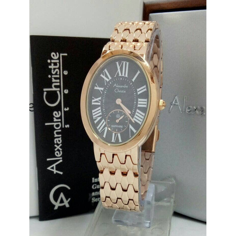 ALEXANDRE CHRISTIE WATCH AC 2667 WANITA ROSEGOLD BLACK KACA ANTI GORES ORI