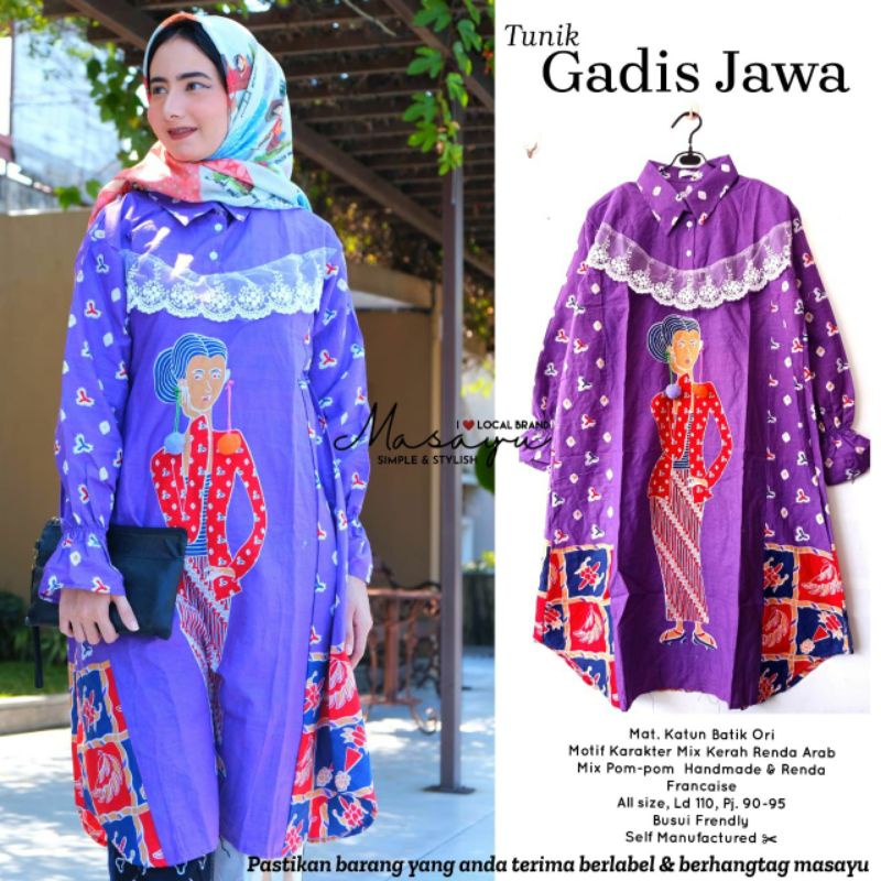 Tunik Masayu Gadis Jawa / Tunik Batik Encim / Batik Jumputan Kombinasi