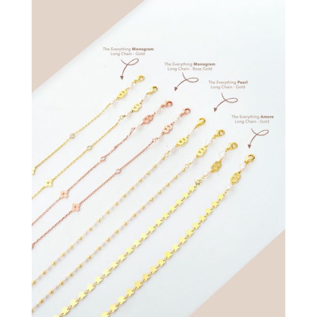 The Everything Monogram Long Chain Rose Gold & Gold by Buttonscarves