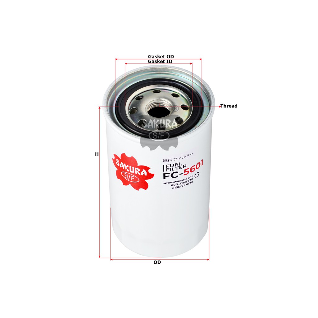 Sakura Fuel Filter Solar FC-5601 Komatsu RD33, Komatsu PC200-1, Komatsu PC200-2, Komatsu PC200-3