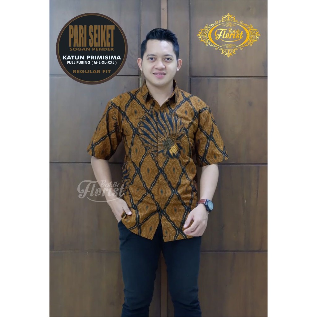 PARI SEIKET SOGAN Batik Solo Kemeja Pria Full Furing Katun Primisima