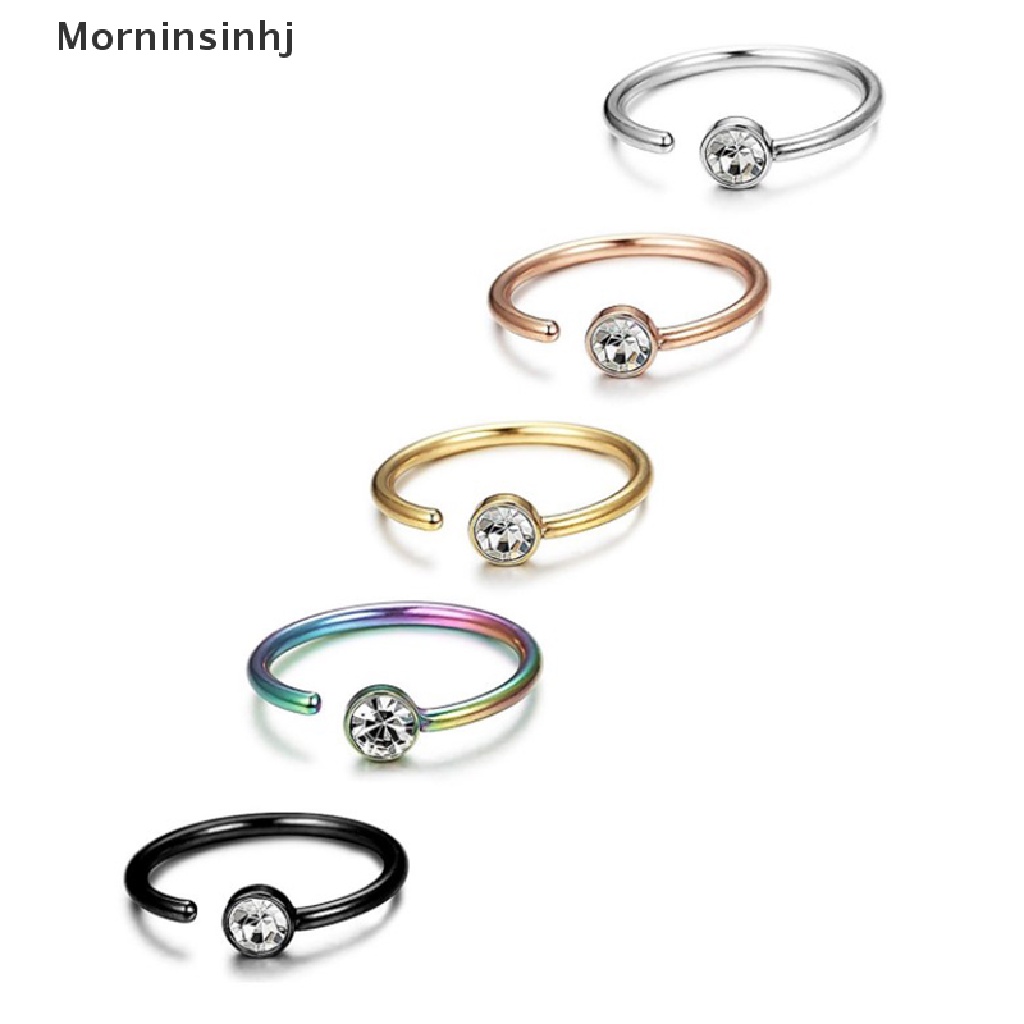 Mornin 1pc Fashion Steel Nostril Nose Hoop Untuk Wanita Stud Ring Clip on Tindik Palsu id