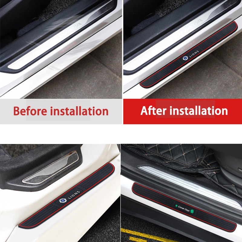 1 / 4pcs Stiker Pelindung Pintu Mobil Toyota Honda Threshold Bahan Karet Tebal