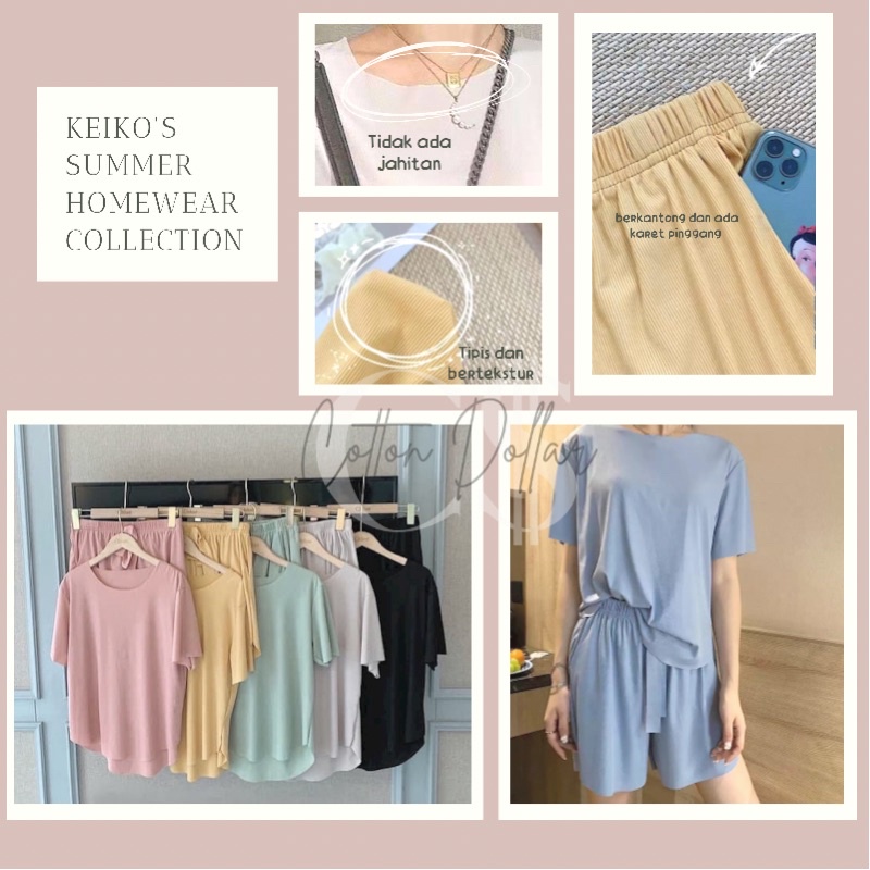 keiko’s homewear summer set baju rumah setelan piyama celana pendek wanita