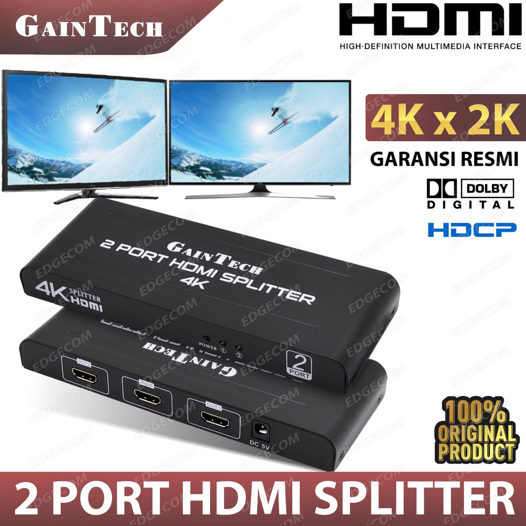 GAINTECH HDMI Splitter 2 port suport 4K 1in to 2out